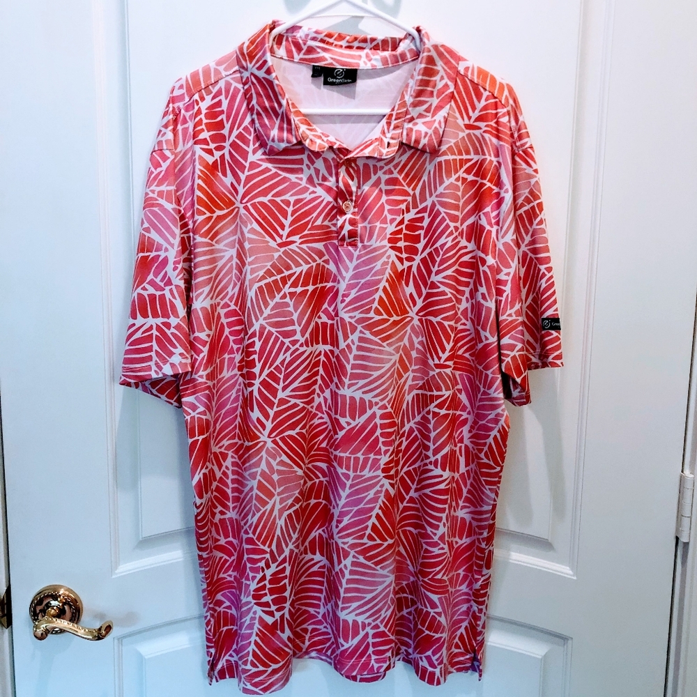 Pink Hawaiian Greenside Golf Floral Golf Shirt 2XL
